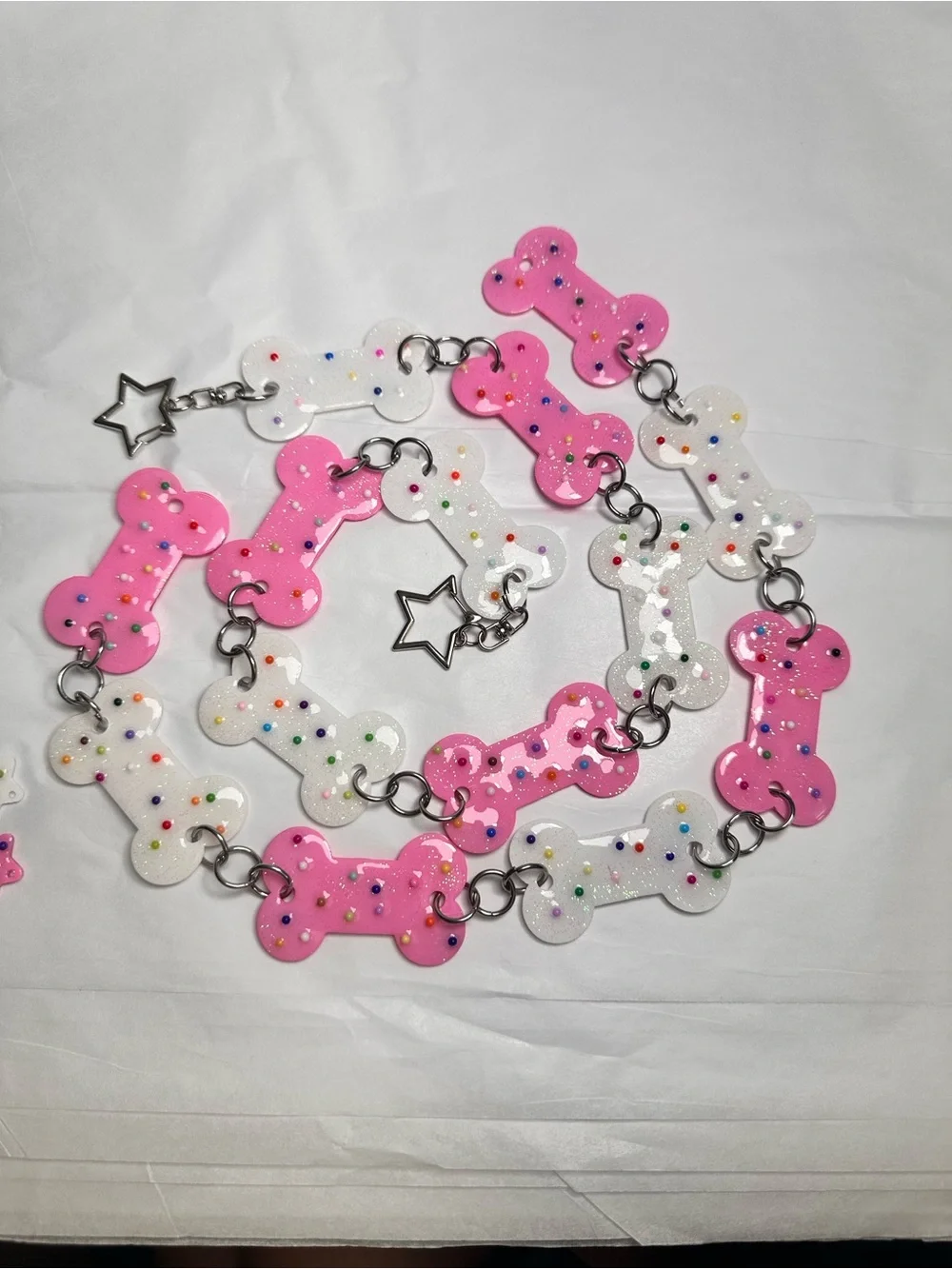 Pink & White Bone-Link Decorative Belt
